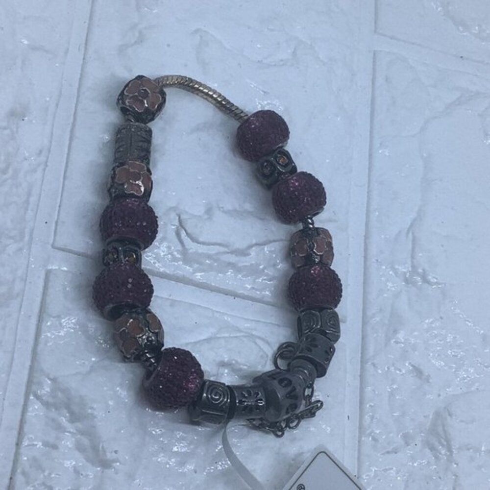 Charm‎ Bracelet Purple Crystal Beads Family Women’s